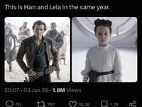 This is Han and Leia in the same year. 20:07 03 Jun 26.1.8M Views • 65 17367 16.2K 1.2K ge