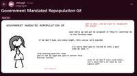 r/idealgf⚫7y ago erwgv3g34 Government Mandated Repopulation GF Not OC GOVERNMENT MANDATED REPOPULATION GF ww3 is over, now we have to repopulate the planet anon hurry up and get me pregnant or they'11 constript me to the farming camps if we don't have sex every night, this collar will explode i'm sorry that you're forced to date a girl like me anon :( stop beating yourself anon you're not my type but you're better than nuclear fallout even if we don't love each other, let's give lot's of love to our babies ok?? i don't hate you...