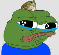Crying apu frog on head