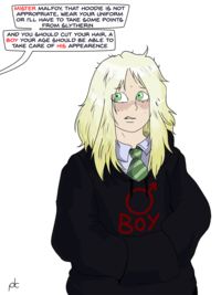 A different take on a recent twitter trend of female Draco Malfoy


I doubt JKR would approve 