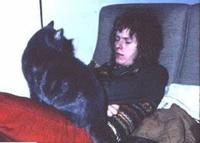 David Bowie with his cat