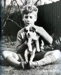 John Lennon and his puppy, 1940s