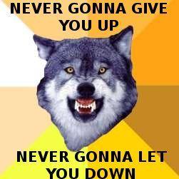 NEVER GONNA GIVE YOU UP NEVER GONNA LET YOU DOWN