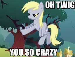 my little pony talking all crazy to a twig