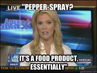 LIVE PEPPER-SPRAY? KEQITS A FOOD PRODUCT,MERICAS 6:04 PT TION TO ECONOM TOE ESSENTIALLY S&PFUT A quickmeme.com