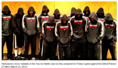 Heat players show solidarity in the Trayvon Martin case as they prepared for Friday's game against the Detroit Pistons (Twitter) (March 23, 2012)