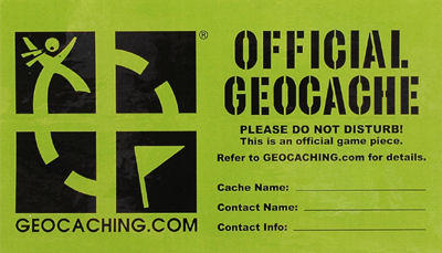 OFFICIAL GEOCACHE PLEASE DO NOT DISTURB! This is an official game piece. Refer to GEOCACHING.com for details. Contact Name: Contact Info: