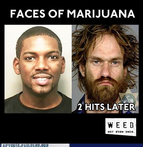 FACES OF MARIJUANA 2 HITS LATER W E E D NOT eveN ONCe AFTERI2.FAILBL CG.ORG