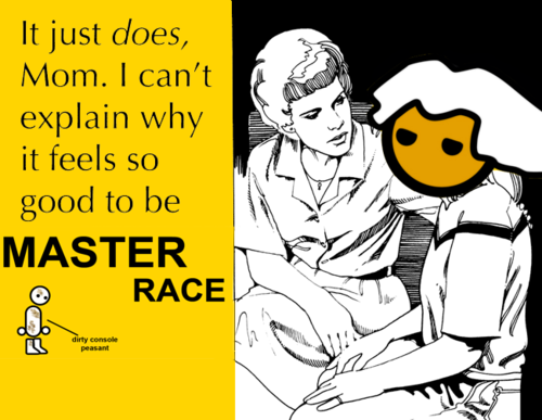 It just does, Mom. I can't explain why it feels so good to be MASTER RACE dirty console peasant