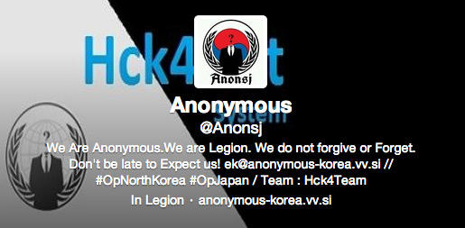 Anonsi Anonymous @Anonsj We Are Anonymous.We are Legion. We do not forgive or Forget Don't be late to Expect us! ek@anonymous-korea.vw.si // #OpNorth Korea #Opla pan / Team : Hck4Team In Legion anonymous-korea.vw.si