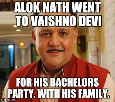 ALOK NATH WENT TO VAISHNO DEV FOR HIS BACHELORS PARTY. WITH HIS FAMILY mgip.com