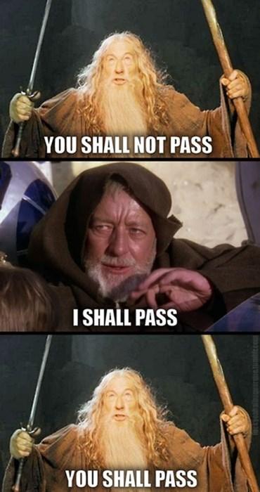 YOU SHALL NOT PASS I SHALL PASS YOU SHALL PASS