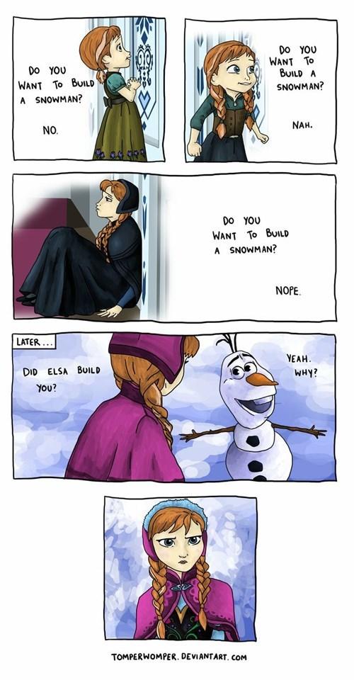 Do YOU BUILD A SNOWMAN? WANT To Do YOU WANT To BuILD A SNOWMAN? NAH NO Do YOU WANT To BUILD A SNOWMAN? NOPE LATER YEAH DID ELSA BUILD WHY? YoU? TOMPERWOMPER. DEVIANTART. COM