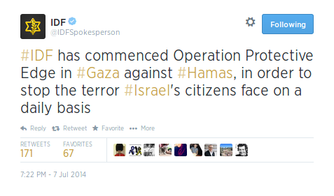 "source":https://twitter.com/IDFSpokesperson/status/486274187636396035