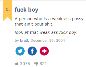 1. f--- boy A person who is a weak ass p---- that ain't bout s---. ook at that weak ass f--- boy. by bretb December 29, 2004 3075 821