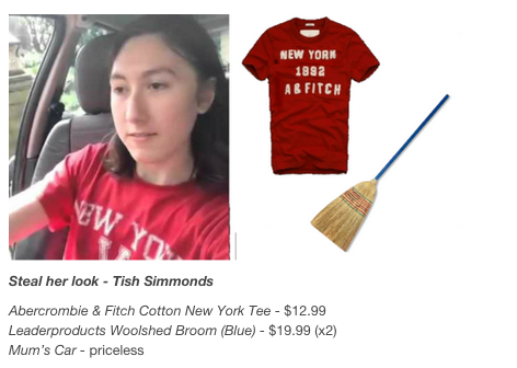 NEW YORN 1892 A& FITCH Steal her look Tish Simmonds Abercrombie & Fitch Cotton New York Tee $12.99 Leaderproducts Woolshed Broom (Blue) - $19.99 (x2) Mum's Car - priceless