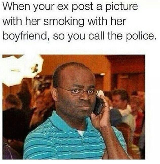 When your ex post a picture with her smoking with her boyfriend, so you call the police.