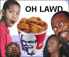 black man eating chicken kfc