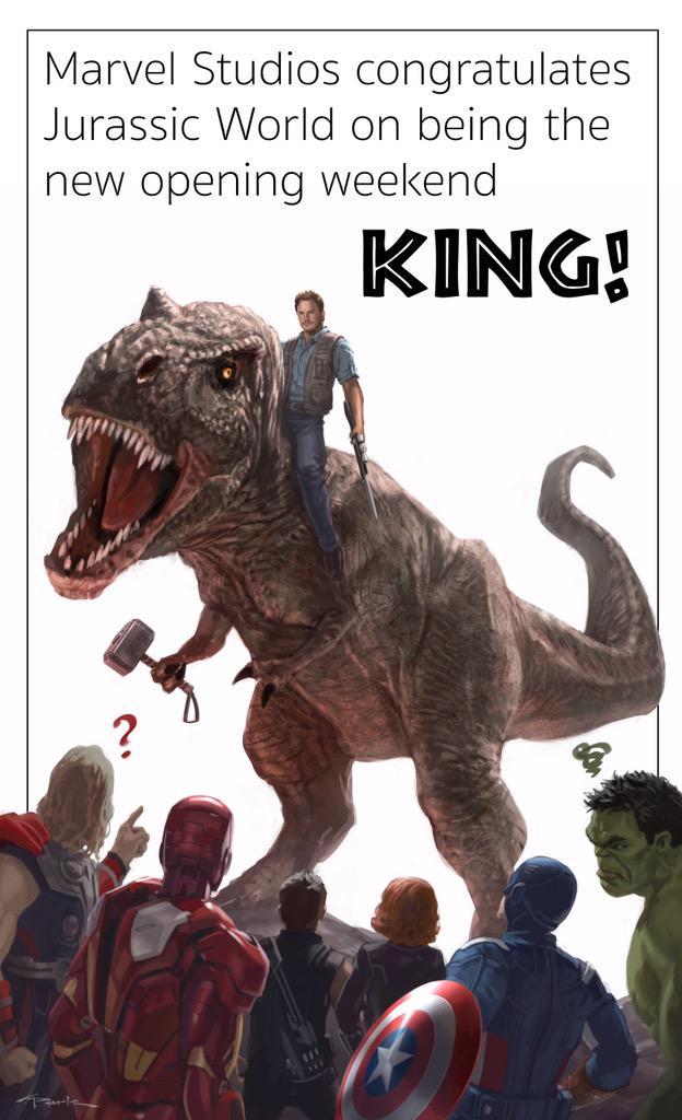 Marvel Studios congratulates Jurassic World on being the new opening weekend KING! 2