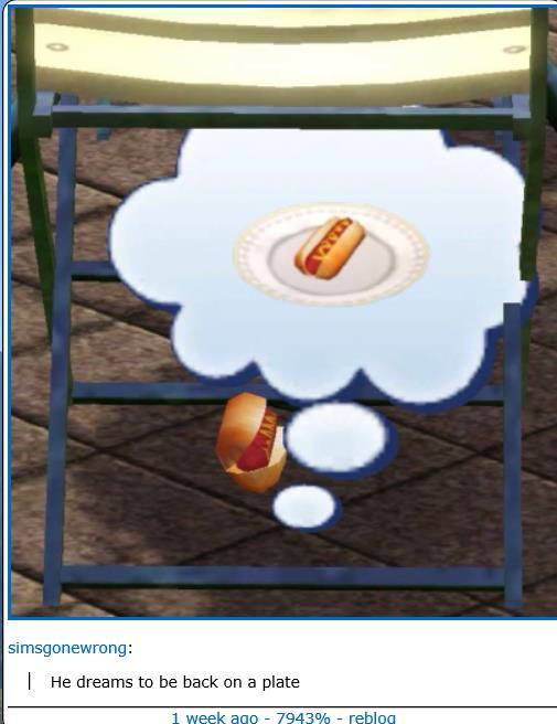 The hotdog really wants to be back on a plate.
