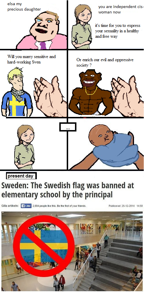 elsa my precious daughter you are independent cis- woman noW it's time for you to express your sexuality in a healthy and free way Will you marry sensitive and hard-working Sven Or enrich our evil and oppressive society present day Sweden: The Swedish flag was banned at elementary school by the principal Gilla artikeln: Like 2.004 people lke this. Be the frst of your friends. Publicerad: 25-12-2014 14:50 江: