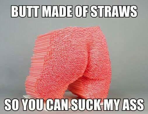 BUTT MADE OF STRAWS SO YOU CAN SUCK MY ASS