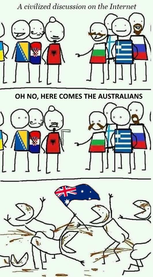 A civilized discussion on the Internet OH NO, HERE COMES THE AUSTRALIANS