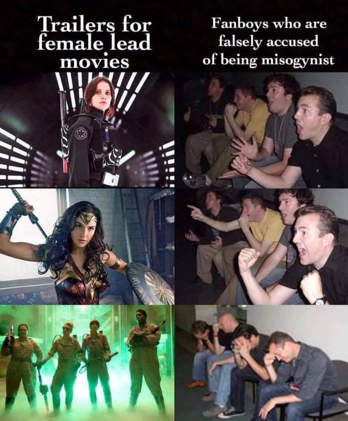 Trailers for female lead movies Fanboys who are falselv accused of being misogynist