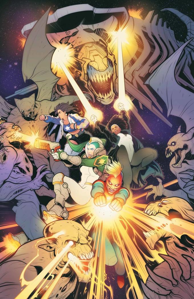 Captain Marvel fights the Chitauri