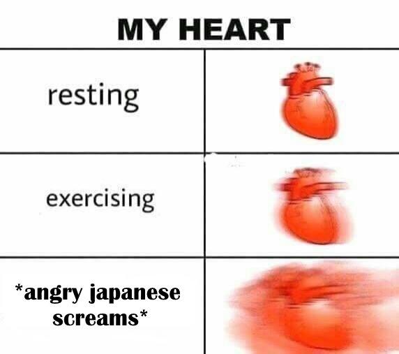 MY HEART resting exercising *angry japanese screams*