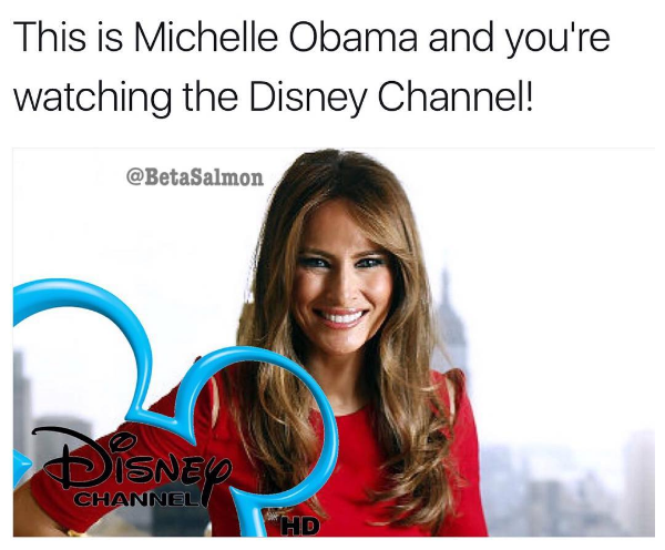 This is Michelle Obama and you're watching the Disney Channel! @BetaSalmon ISNE CHANNEL