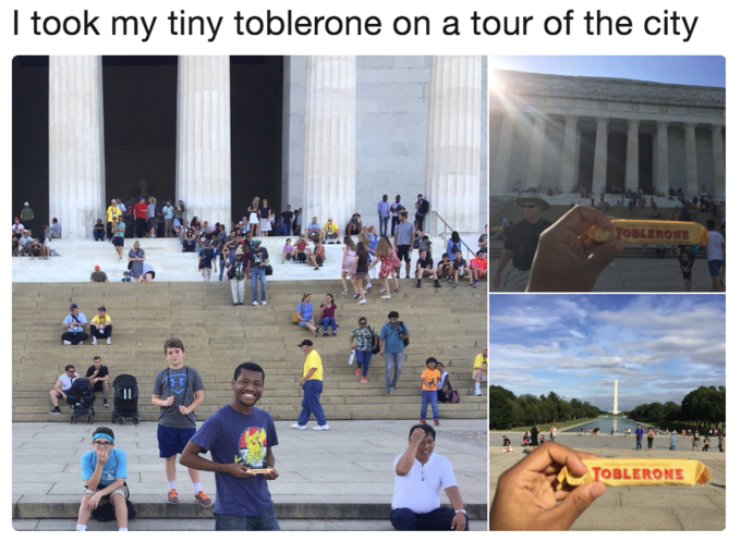 l took my tiny toblerone on a tour of the city OBLER