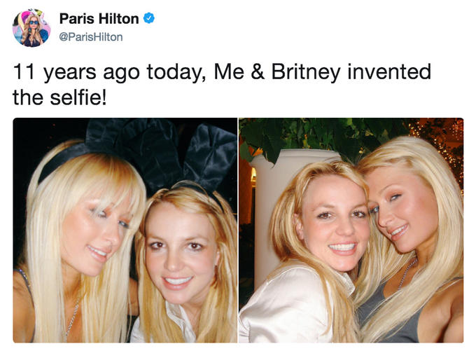 Paris Hilton @ParisHilton 11 years ago today, Me & Britney invented the selfie!