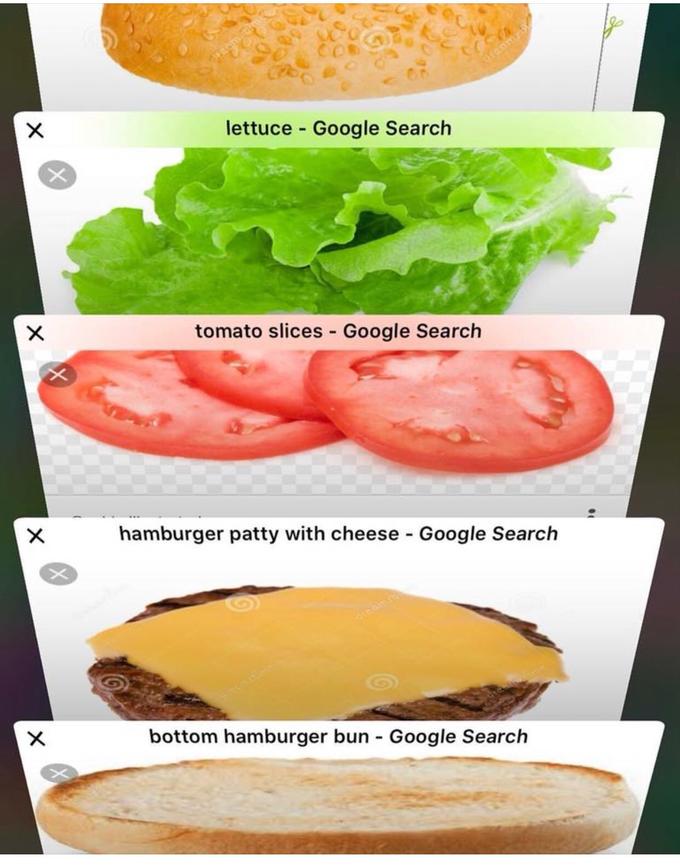 lettuce Google Search tomato slices - Google Search hamburger patty with cheese Google Search bottom hamburger bun Google Search