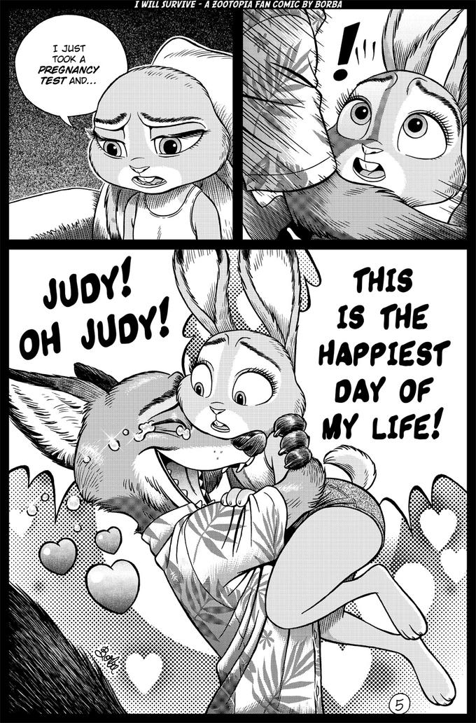 I WILL SURVIVE A Z0OTOPIA FAN COMIC BY BORBA I JUST TOOK A PREGNANCY TEST AND. JUoY! oH JUor! THIS Is THE HAPPIEsr MY LIfE! 5