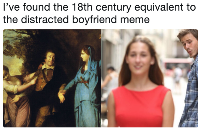 I’ve found the 18th century equivalent to the distracted boyfriend meme I've found the 18th century equivalent to the distracted boyfriend meme