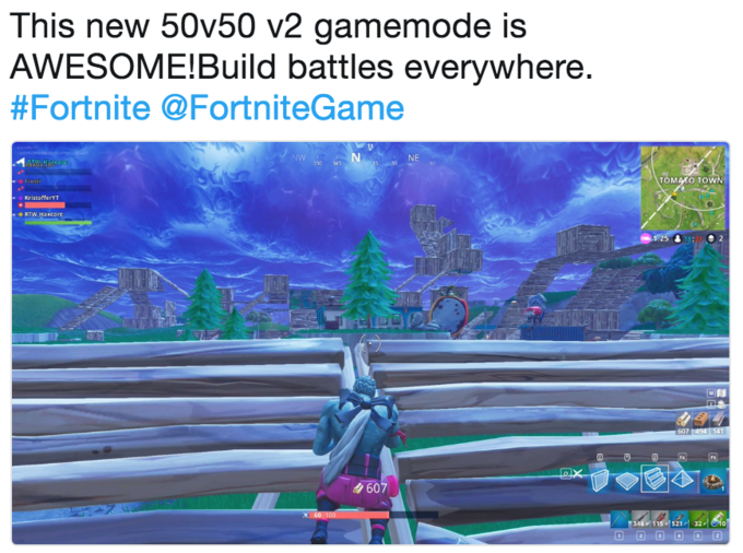 This new 50v50 v2 gamemode is AWESOME!Build battles everywhere. #Fortnite @FortniteGame This new 50v50 v2 gamemode is AWESOME!Build battles everywhere #Fortnite @FortniteGame NE TOMATO TOW KristofferYT 607 #60