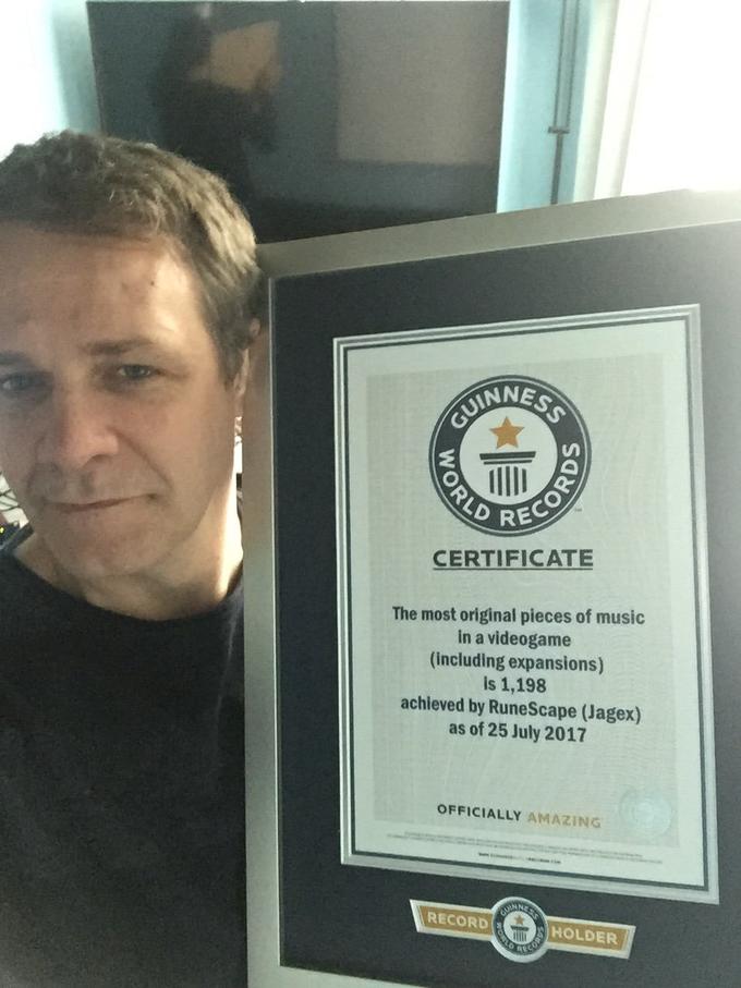 NNE 2 CERTIFICATE The most original pieces of music in a videogame (including expansions) is 1,198 achieved by RuneScape (Jagex) as of 25 July 2017 OFFICIALLY AMAZING RECORD S HOLDER