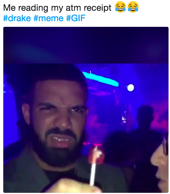 Me reading my atm receipt #drake #meme #GIF