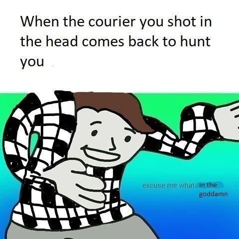 When the courier you shot in the head comes back to hunt you excuse me what in the goddamn