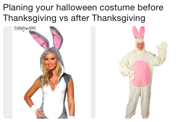 Planing your halloween costume before Thanksgiving vs after Thanksgiving