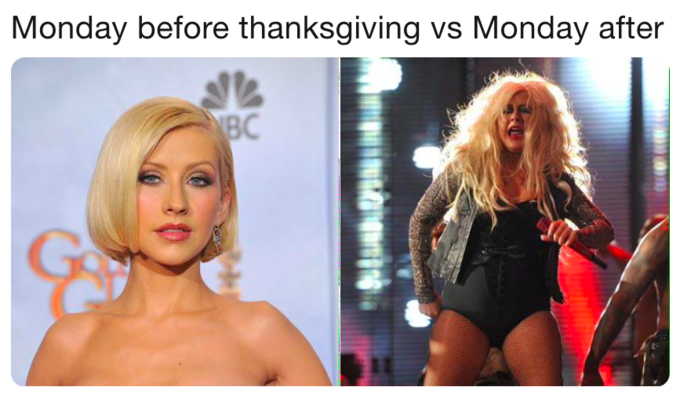 Monday before thanksgiving vs Monday after