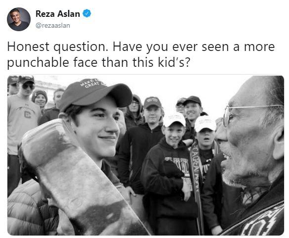 Reza Aslan @rezaaslan Honest question. Have you ever seen a more punchable face than this kid's?