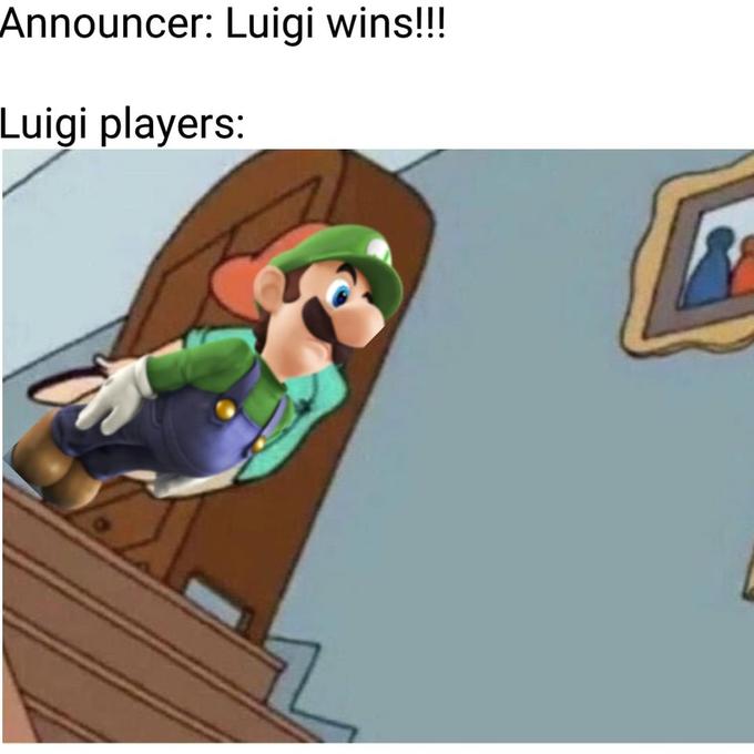 Announcer: Luigi wins!!! Luigi players