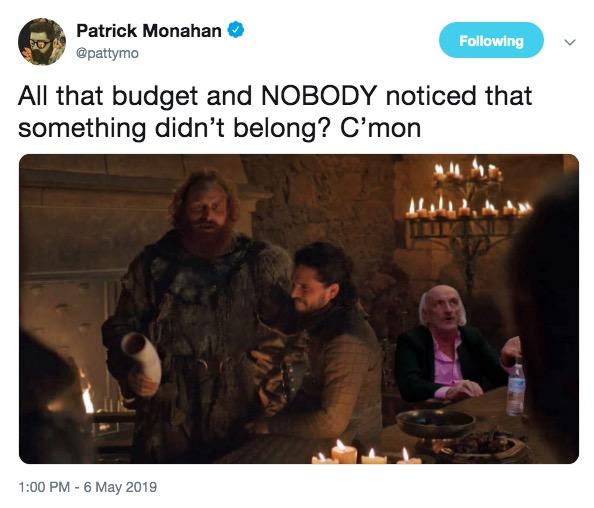 Patrick Monahan @pattymo Following All that budget and NOBODY noticed that something didn't belong? C'mon 1:00 PM - 6 May 2019