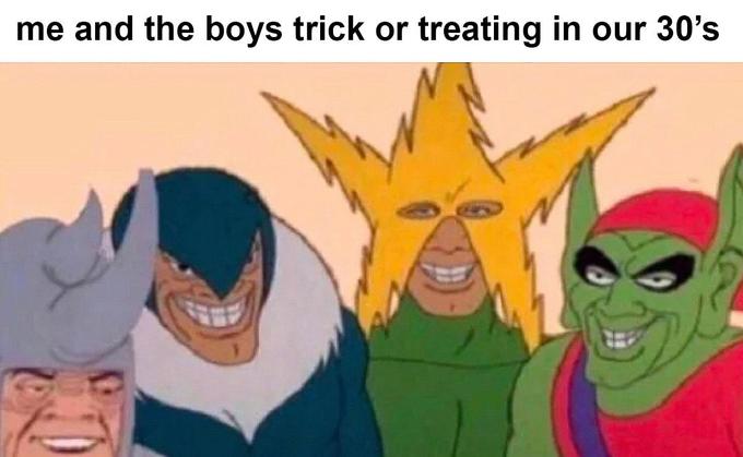 me and the boys trick or treating in our 30's T