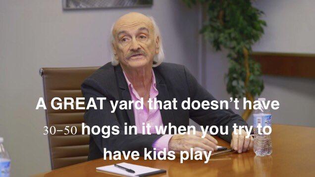 A GREAT yard that doesn't have 30-50 hogs in itwhen you try to have kids play