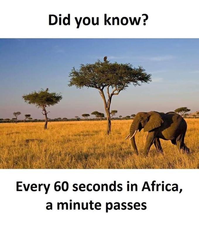 Did you know? Every 60 seconds in Africa, a minute passes