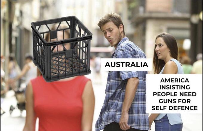 AUSTRALIA AMERICA INSISTING PEOPLE NEED GUNS FOR SELF DEFENCE
