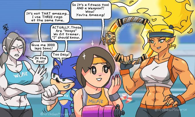 "Watch out sonic. Wii fit trainer is not in the mood. 🧘‍♀️🔥💍" - ArchdanMiiverse